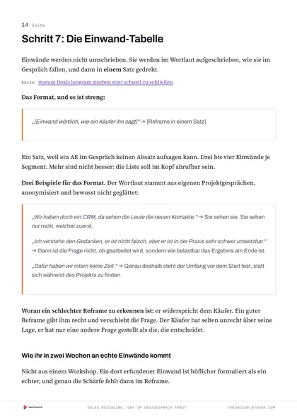 Seite 14 · Die Einwand-Tabelle