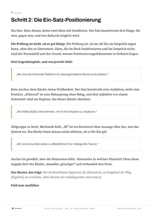 Sales Messaging, das im Erstgespräch trägt: Die Ein-Satz-Positionierung und die Problem Summary